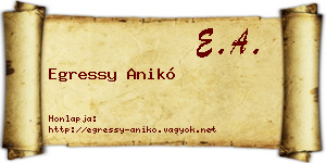 Egressy Anikó névjegykártya